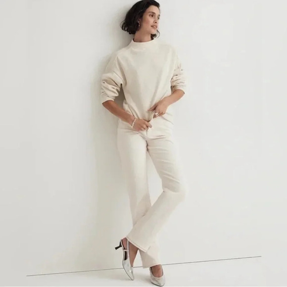 Madewell Striped Jacquard Funnelneck Top Antique Cream Size Small - Picture 2 of 4